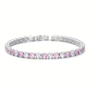 New Womens Tennis Bracelet In Pink & Diamond Cubic Zirconia